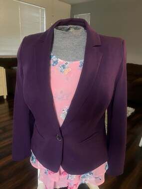 Lane Bryant Purple Cotton Modal Single Button Blazer Size 18